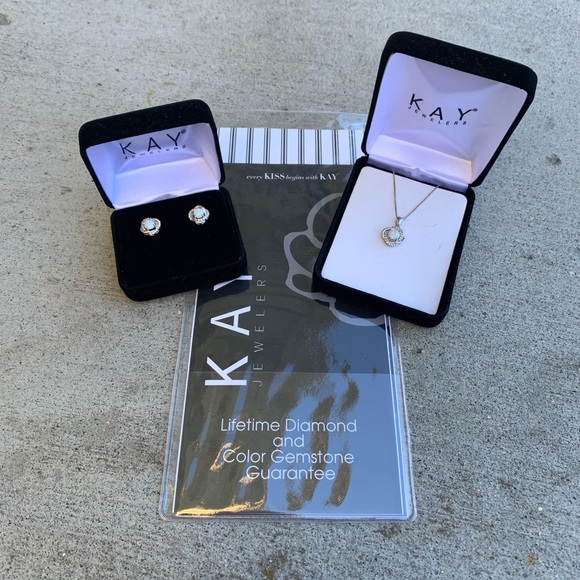 Kay Jewelers Jewelry Opal Necklace Matching Earrings Warranty Poshmark